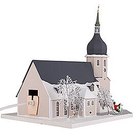 Lighted House Church Olbernhau with Carolers - 36 cm / 14.2 inch