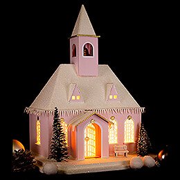 Lighted House Pink Church - 29 cm / 11.4 inch