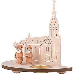 Tea Light Holder - Annaberg Church with Carolers - Natural - 16 cm / 6.3 inch