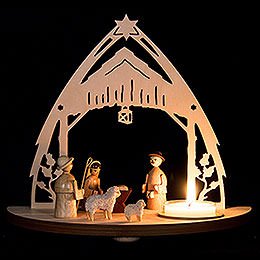 Teelichtleuchter Christgeburt mit Figuren - 16 cm