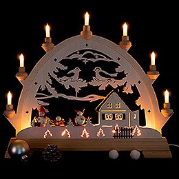Candle Arch - House with Snowmen - 48x42 cm / 18.9x16.5 inch
