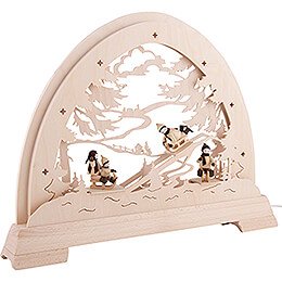 Candle Arch - Sledding Hill with Figurines - 48x37 cm / 18.9x14.6 inch