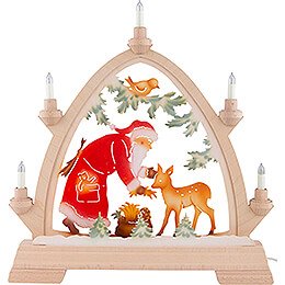 Gotischer Bogen Weihnachtsmann mit Reh - 42x42,5 cm