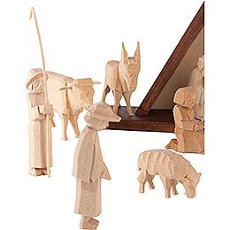 Nativity Set of 16 Pieces, Untreated - 14,5 cm / 5.7 inch