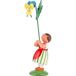 Summer Flower Girl with Pansy - 12 cm / 4.7 inch