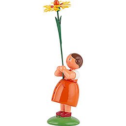 Summer Flower Girl with Yellow Blanket Flower - 12 cm / 4.7 inch