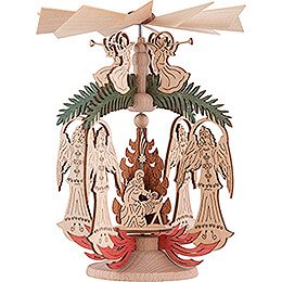 1-Tier Thermic Pyramid - Angel with Fir Tree - Nativity - 14 cm / 5.5 inch