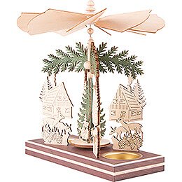 1-Tier Pyramid - Forest House with Santa and Deer - 20 cm / 7.9 inch