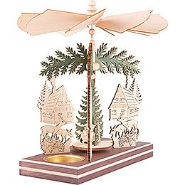 1-stöckige Pyramide Waldhaus mit Weihnachtsmann und Hirsch - 20 cm