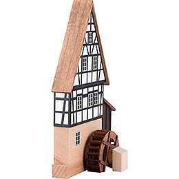 Hintergrundhaus Mühle mit Anbau und Wasserrad - 16 cm