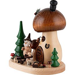 Smoker - Mushroom Hut with Mushroom Picker Gnome - 15 cm / 5.9 inch