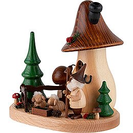 Smoker - Mushroom Hut with Shepherd Gnome - 15,5 cm / 6.1 inch