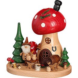 Smoker - Mushroom Hut - Pub with Gnome - 15 cm / 5.9 inch