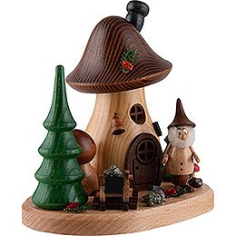 Smoker - Mushroom Hut with Treasure Collector Gnome - 15 cm / 5.9 inch