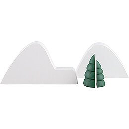 Winter Landscape with 2 Green Trees - 10 cm / 3.9 inch
