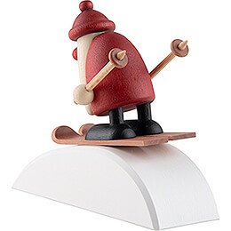 Miniature Set - Santa Claus on Ski with Snowbank  - 4 cm / 1.6 inch