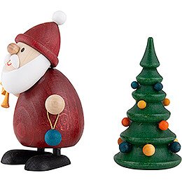 Santa - standing with Christmastree - 9,3 cm / 3.7 inch