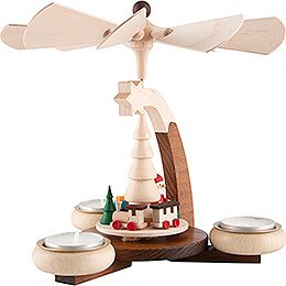 1-Tier Pyramid Natural Santa Claus with Sleigh and Train - 19 cm / 7.5 inch