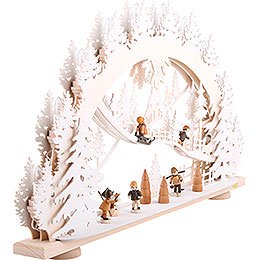 3D-Schwibbogen Kinder im Schnee - 66x40x8,5 cm