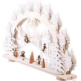 3D-Schwibbogen Kinder im Schnee - 66x40x8,5 cm