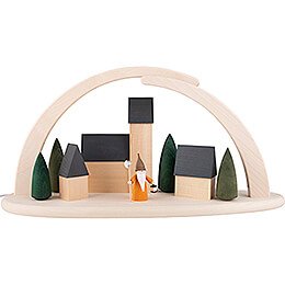 Modern Light Arch - Town with Nightwatchman Gnome - 42x21 cm / 16.5x8.3 inch