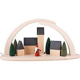 Modern Light Arch - Town with Christmas Gnome - 42x21 cm / 16.5x8.3 inch