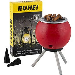 Smoker - BBQ with Sausages Red plus one pack of incense - 10 cm / 3.9 inch