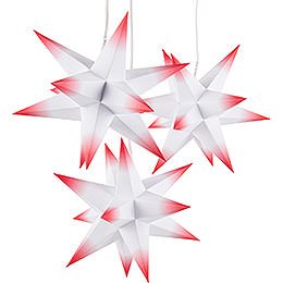 Erzgebirge-Palace Moravian Star Set of Three - White-Red - incl. Lighting - 17 cm / 6.7 inch