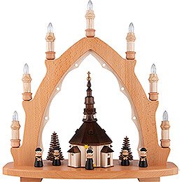 Light Triangle - Seiffen Church with Carolers - 42x44 cm / 16.5x17.3 inch