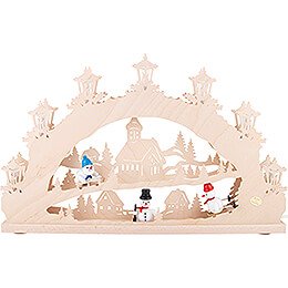 Candle Arch - Snowmen doing Winter Sports - 52x32 cm / 20.5x12.6 inch