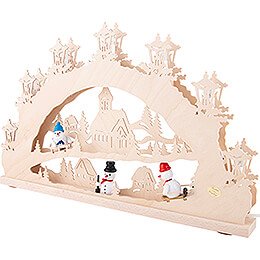 Candle Arch - Snowmen doing Winter Sports - 52x32 cm / 20.5x12.6 inch