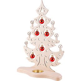 Teelichthalter Weihnachtsbaum mit roten Kugeln - 30,5 cm