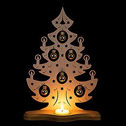Teelichthalter Weihnachtsbaum mit goldenen Kugeln - 30,5 cm