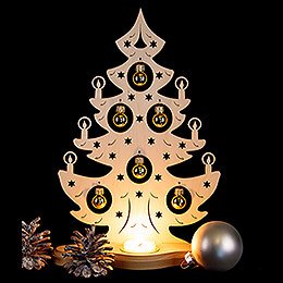 Tea Light Holder - Christmas Tree with Golden Baubles - 30,5 cm / 12 inch