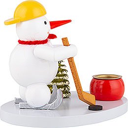 Candle Holder - Snowman Ice Hockey Player - 8 cm / 3.1 inch