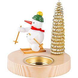 Kerzenhalter Schneemann mit Schneeschuh - 10 cm