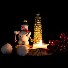 Kerzenhalter Schneemann mit Schneeschuh - 10 cm