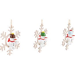 Tree Ornament - Snowman in Crystal, 3 pieces - 8 cm / 3.1 inch