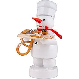Snowman Baker with Cake Board and Pretzel - 8 cm / 3.1 inch