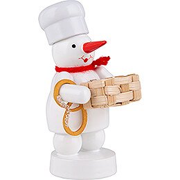 Snowman Baker with Basket and Pretzel - 8 cm / 3.1 inch