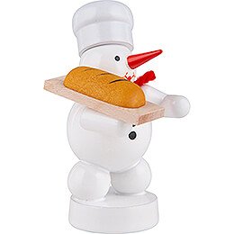 Schneemann Bäcker mit Brot - 8 cm