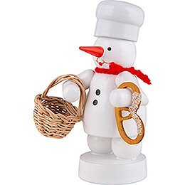 Snowman Baker with Bun Basket and Pretzel - 8 cm / 3.1 inch
