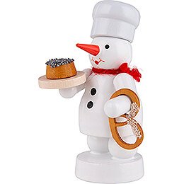 Snowman Baker with Poppy Cake and Pretzel - 8 cm / 3.1 inch