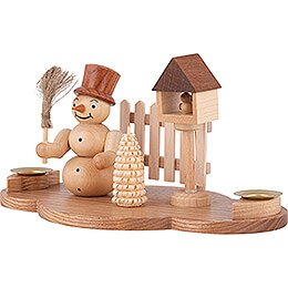 Candle Holder - Snow Man - Natural - 11 cm / 4.3 inch