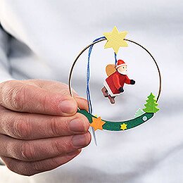Christbaumschmuck Weihnachtsmann im Ring - 8 cm