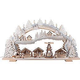 Schwibbogen verschneiter Weihnachtsmarkt - 72x43x13 cm