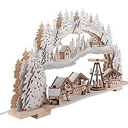 Schwibbogen verschneiter Weihnachtsmarkt - 72x43x13 cm