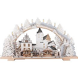 Candle Arch - Christmas Market at Schwarzenberg Castle with Snow - 72x43 cm / 28.3x16.9 inch