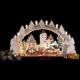 Candle Arch - Christmas Market at Schwarzenberg Castle with Snow - 72x43 cm / 28.3x16.9 inch