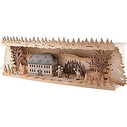 Illuminated Stand - Seiffen School with Candle Arch - 57x17 cm / 22.5x6.7 inch